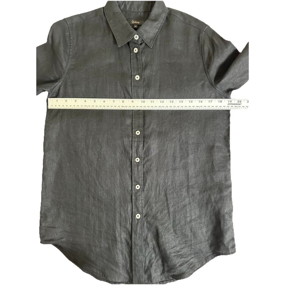 Quince Women XS Black 100% European Linen Long Sleeve Shirt - Picture 5 of 8